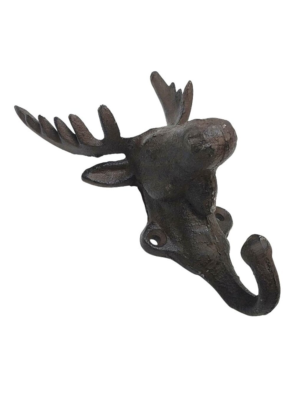 Cast Iron Moose Deer Wall Hook Key Rack Coat Rack Rustic Forest Brown Finish